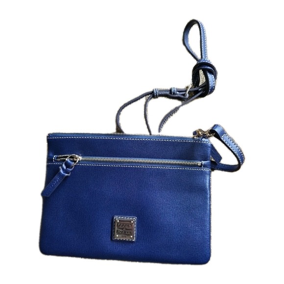 Dooney & Bourke Handbags - Dooney & Bourke Marine Blue Leather Patsy Slim Shoulder Crossbody